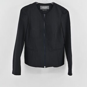 Camomilla Italia Black Zip Front‎ Jacket Size 42 Collarless Blazer Made in Italy